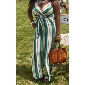 Multi color belted jumpsuit